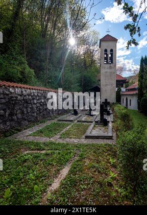 Monastero dell'assunzione della Beata Vergine (Manastir vavedenja presvete bogorodice), Gola di Sicevo (Sicevacka klisura) in Serbia. Foto Stock