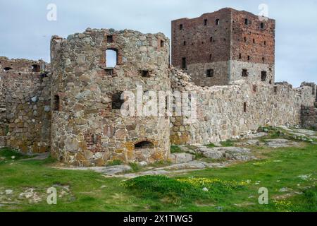 Hammershus era la più grande fortificazione medievale della Scandinavia ed è una delle più grandi fortificazioni medievali dell'Europa settentrionale. Ora rovina e.. Foto Stock