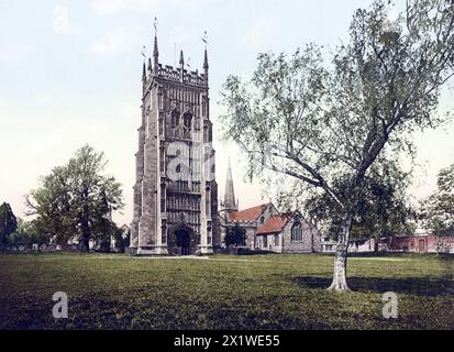 Campanile e chiese, Evesham, Stadt mit ländlichem Charakter nel Worcestershire in Inghilterra, um 1890, Historisch, digital restaurierte Reproduktion Foto Stock