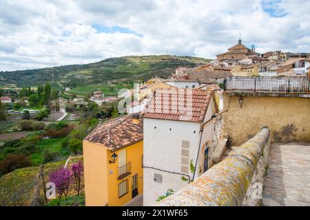 Panoramica. Pastrana, provincia di Guadalajara, Castilla La Mancha, in Spagna. Foto Stock