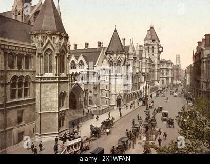 Royal Courts of Justice, Königliche Gerichtshöfe, Law Courts, Rechtshöfe, Londra, Inghilterra, UM 1890, Historisch, digital restaurierte Reproduktion von Foto Stock