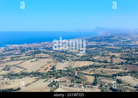 Vista aerea della costa marchigiana. Area di Senigallia. Marche Foto Stock