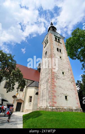 Lago di Bled. Il Monastero Blejski Otok. Slovenia. Europa Foto Stock