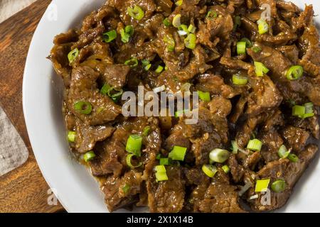 Bulgogi di manzo coreano piccante con salsa e scampolle Foto Stock