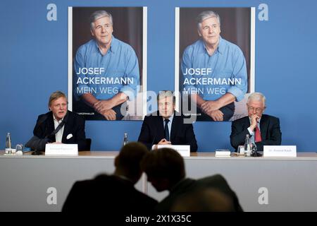 Josef Ackermann - Buchvorstellung Josef Ackermann beim World Economic Forum Annual Meeting 2010 Josef Ackermann - Buchvorstellung DEU, Deutschland, Germania, Berlino, 14.03.2024 Verleger Michael Fleissner , Josef Ackermann , ehemaliger Bankmanager Deutsche Bank AG , und Roland Koch , ehe. Ministerpraesident von Hessen rechts bei der Buchvorstellung Mein Weg vom Langen-Müller Verlag a Berlino Deutschland en: Michael Fleissner , Josef Ackermann , ex direttore bancario Deutsche Bank AG e Roland Koch , ex primo ministro d'Assia proprio al lancio del libro Mein Weg da Langen-Müller Verlag a Ber Foto Stock