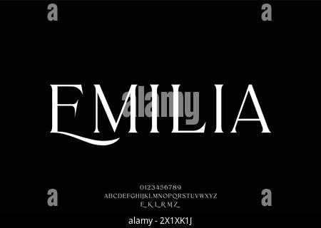 Elegante e lussuosa, l'alfabeto serif mostra un carattere vettoriale, stile glamour con alternanza Illustrazione Vettoriale