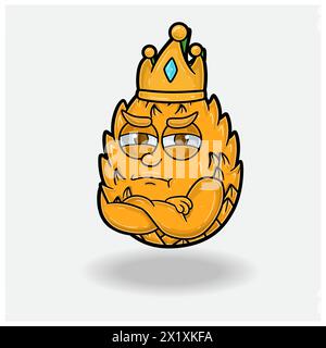 Espressione gelosa con Cartoon, personaggio della Crown Mascot di Ananas Fruit. Illustrazioni vettoriali Illustrazione Vettoriale