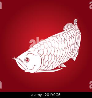 Illustrazione vettoriale icona pesce Arowana Design semplice Illustrazione Vettoriale