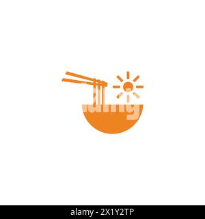 logo vettoriale simbolo del ramen del sole noodle shine Illustrazione Vettoriale