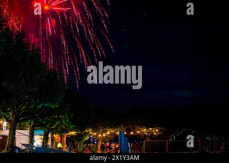 Splendidi fuochi d'artificio al festival delle luci di lago a Bodensee. Costanza, Baden-Württemberg, Germania. Foto Stock