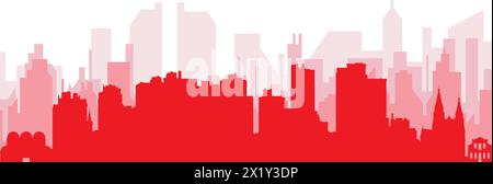 Poster rosso dello skyline della città di CURITIBA, BRASILE Illustrazione Vettoriale