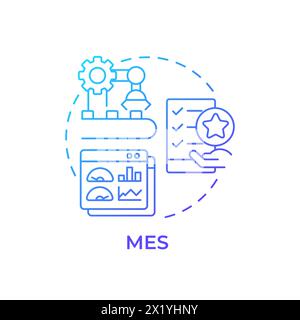 Icona del concetto gradiente blu MES Illustrazione Vettoriale