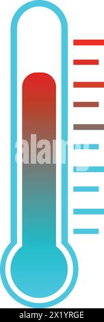 Termometro medicale icona rossa con silhouette Mercury | termometro di temperatura vettore, termometro per basse e alte temperature Illustrazione Vettoriale