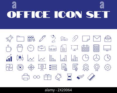 Icone di Line Office Set icone di illustrazione di Vector Office Business Set Illustrazione Vettoriale