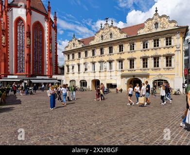 Il Falkenhaus sul mercato di Würzburg, bassa Franconia, Franconia, Baviera, Germania Foto Stock