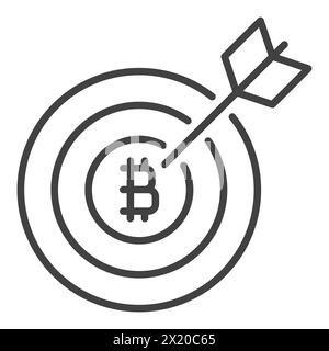 Obiettivo di criptovaluta con l'icona lineare o l'elemento del logo del vettore freccia Bitcoin Concept Illustrazione Vettoriale