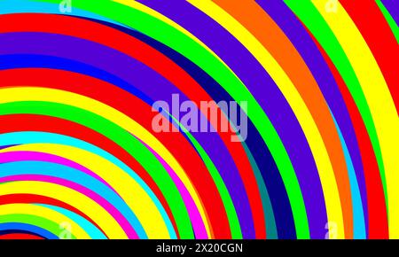 punte di cerchi curvi in colori diversi. pezzi di linee luminose disposti in un semicerchio Illustrazione Vettoriale