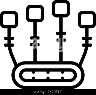 Il vettore del contorno dell'icona del sistema di aumento sensoriale. Simulazione digitale del mondo. Apparecchiature per la realtà virtuale Illustrazione Vettoriale