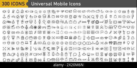 set di 300 icone in stile di linea alla moda. Affari, e-commerce, finanza, contabilità. Collezione Big Set Icons. Illustrazione vettoriale Illustrazione Vettoriale
