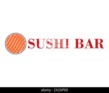 Logo del sushi bar. Illustrazione vettoriale con sushi roll. Illustrazione Vettoriale