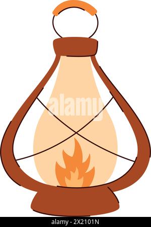 illustrazione a fumetto di una lampada portatile a olio d'epoca Illustrazione Vettoriale