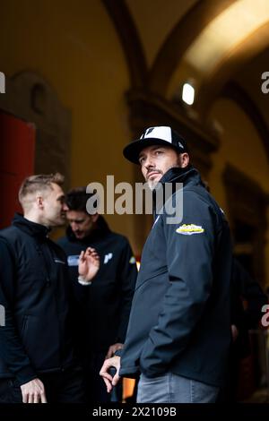 HARDWICK Ryan (usa), Proton Competition, Ford Mustang GT3, ritratto, sfilata nel centro di Imola durante la 6 ore 2024 di Imola, 2° round del FIA World Endurance Championship 2024, dal 18 al 21 aprile 2024 sull'autodromo Internazionale Enzo e Dino Ferrari di Imola, Qatar Foto Stock