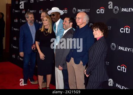 Judd Apatow, Jeff Garlin, Cheryl Hines, J.B. Smoove, Jeff Schaffer, Larry David und Susie Essman beim Screening der HBO sitcom Curb Your Enthusiasm / Lass es, Larry auf dem 41. Paleyfest 2024 m Dolby Theatre. Los Angeles, 18.04.2024 *** Judd Apatow, Jeff Garlin, Cheryl Hines, J B Smoove, Jeff Schaffer, Larry David e Susie Essman alla proiezione della sitcom HBO Curb Your Enthusiasm Let IT Go, Larry al 41 Paleyfest 2024 al Dolby Theatre di Los Angeles, 18 04 2024 foto:xD.xStarbuckx/xFuturexImagex larry 4428 Foto Stock