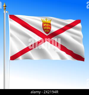 Bandiera dell'isola di Jersey, Regno Unito, illustrazione vettoriale Illustrazione Vettoriale