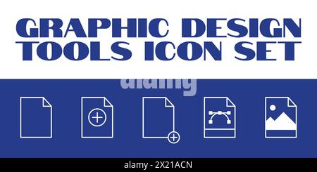 Set di icone sottili di grafica, arte, creatività e grafica icone vettoriali Illustrazione Vettoriale