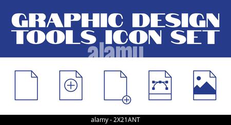 Set di icone sottili di grafica, arte, creatività e grafica icone vettoriali Illustrazione Vettoriale