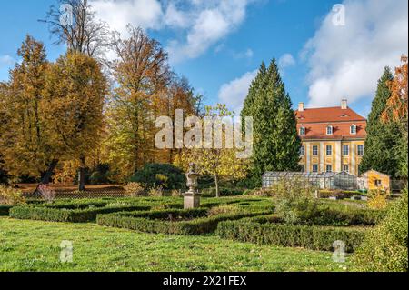 Parco del castello barocco Rammenau, Sassonia, Germania Foto Stock