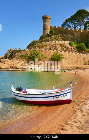 Fortezza a Tossa de Mar, Spagna, Katalonia, Costa Brava, Tossa De Mar Foto Stock