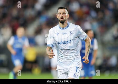 Cracovia, Polonia. 13 aprile 2024. Kristoffer Velde di Lech Poznan visto durante la partita di calcio polacca PKO Ekstraklasa League 2023/2024 tra Puszcza Niepolomice e Lech Poznan allo stadio Cracovia. Punteggio finale; Puszcza Niepolomice 2:1 Lech Poznan. Credito: SOPA Images Limited/Alamy Live News Foto Stock