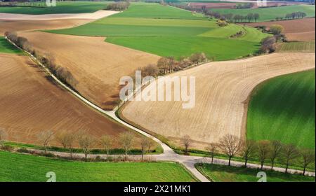 Paesaggio collinare, vista aerea, Paesi Bassi, Limburgo Foto Stock