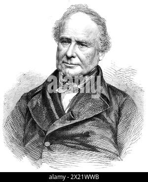 Il defunto giudice Haliburton, autore di "Sam Slick", 1865. Incisione da una fotografia di Herbert Watkins, '...di Mr. T. C. Haliburton, ex Chief Justice della nuova Scozia, e ultimamente M.P. per Launceston... Mr. Haliburton was...called al Colonial Bar, e praticò per alcuni anni con notevole successo. Nel 1835 iniziò il lavoro letterario su cui la sua fama si baserà grazie al contributo alle colonne di un settimanale di Halifax di una serie di carte divertenti, raffiguranti gli angoli acuti e le manopole affilate del personaggio yankee. Questi documenti hanno avuto così tanto successo che due anni Foto Stock