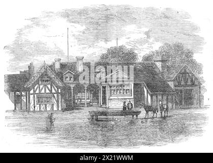 The Old Ship Inn, Birmingham, quartier generale di Prince Rupert, 1865. Vista di '...The Old Ship Inn, a Camp Hill, dove il principe Rupert prese il suo quartier generale, nell'aprile 1643, quando attaccò la città di Birmingham con una forza di 2000 cavalli e piedi. Birmingham si era schierata con i parlamentari e aveva fatto spade per il loro esercito. Una resistenza ostinata fu fatta dai cittadini quando il principe Rupert venne a punirli per la loro parte nell'opposizione a re Carlo. Dopo due ore di combattimenti, in cui il conte di Denbigh, Lord Digby e Lord John Stewart caddero dalla parte dei realisti, la città lo fu Foto Stock