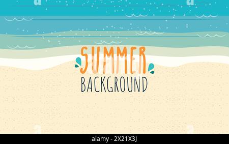 Sfondo spiaggia con sabbia e mare. Illustrazione vettoriale banner estate Illustrazione Vettoriale