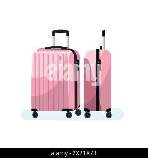 Set di valigie rosa isolate. Illustrazione del viaggio e del vettore turistico Illustrazione Vettoriale