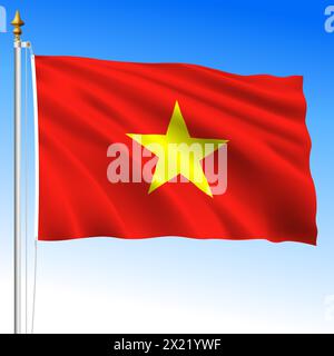 Vietnam, bandiera nazionale ufficiale, paese asiatico, illustrazione vettoriale Illustrazione Vettoriale
