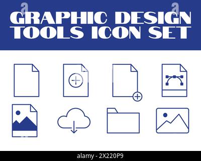 Set di icone sottili di grafica, arte, creatività e grafica icone vettoriali Illustrazione Vettoriale