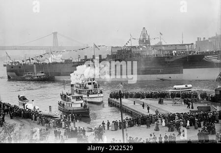 Florida U.S. N., 1910. Mostra il lancio della corazzata USS Florida il 12 maggio 1910 al Brooklyn Navy Yard. Foto Stock