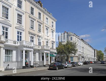 Eleganti case in stile Regency su Belgrave Road nel quartiere Pimlico di Londra. Un'area ricca tra Westminster e Chelsea. Foto Stock