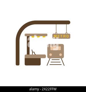 Vettore ferroviario sotterraneo. Logo treno nel tunnel della metropolitana. Treno. Icona treno vettoriale nero. Simbolo del trasporto ferroviario pubblico. Illustrazione vettoriale. Illustrazione Vettoriale