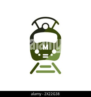 Icona della metropolitana. Vettore ferroviario della metropolitana. Vettore ferroviario cittadino passeggeri. Vettore ferroviario elettrico sotterraneo. Illustrazione vettoriale. Illustrazione Vettoriale