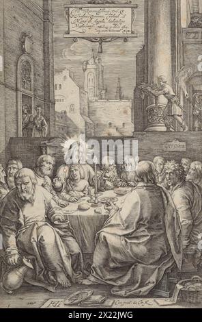 L'ultima cena, piatto 1 della passione di Cristo, 1598. Foto Stock