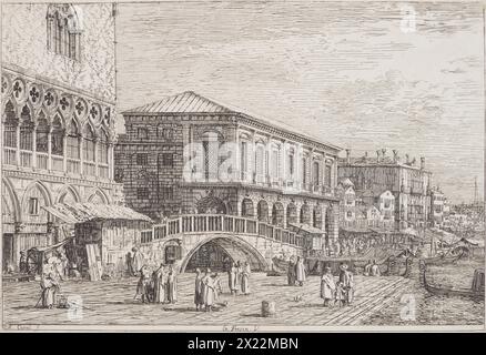 Le Preson V (la prigione). Da: Vedute altre prese da i luoghi altre ideate da Antonio Canal, 1735-1746. Foto Stock