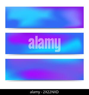 Set di striscioni blu sfumato astratto. Sfondo multicolore creativo astratto. Illustrazione vettoriale Illustrazione Vettoriale