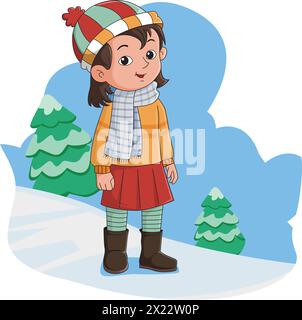 Ragazza sorridente che indossa abiti invernali illustrazione vettoriale Illustrazione Vettoriale