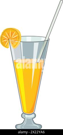 Limonata fresca vettoriale in un bicchiere con paglia Illustrazione Vettoriale