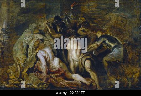 L'accecante di Sansone, 1609 anni. Un episodio della vita di Sansone raccontato nell'Antico Testamento. Secondo questo racconto, i Filistei affidarono a Delilah di sedurre Sansone per scoprire il segreto della sua grande forza e catturarlo. Foto Stock